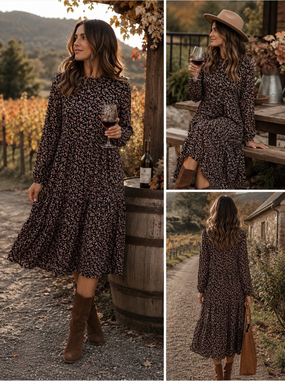 Sammy Sylvester Long Sleeve Floral Midi Dress